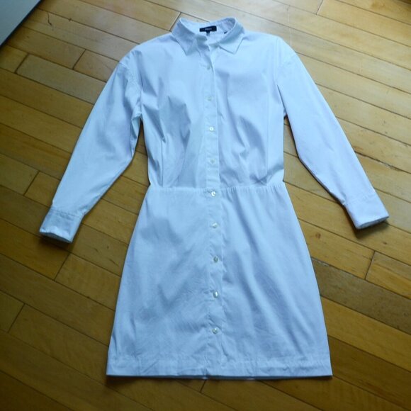 Theory Women's White Luxe Fitted Button Down Dress Size 2 - Picture 2 of 11